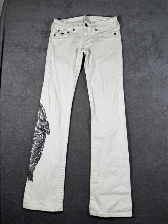 True Religion Denim - True Religion White Denim Jenas Embroidered Cross Wing, Size 29